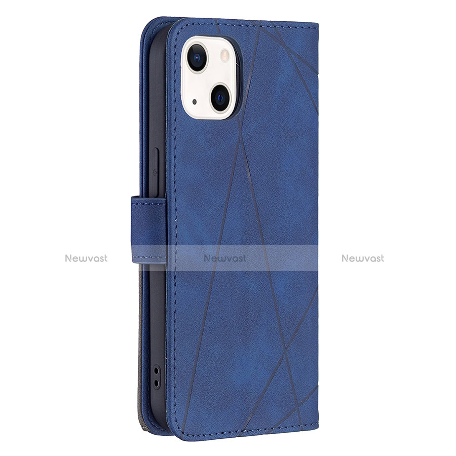 Leather Case Stands Fashionable Pattern Flip Cover L06 Holder for Apple iPhone 13 Blue