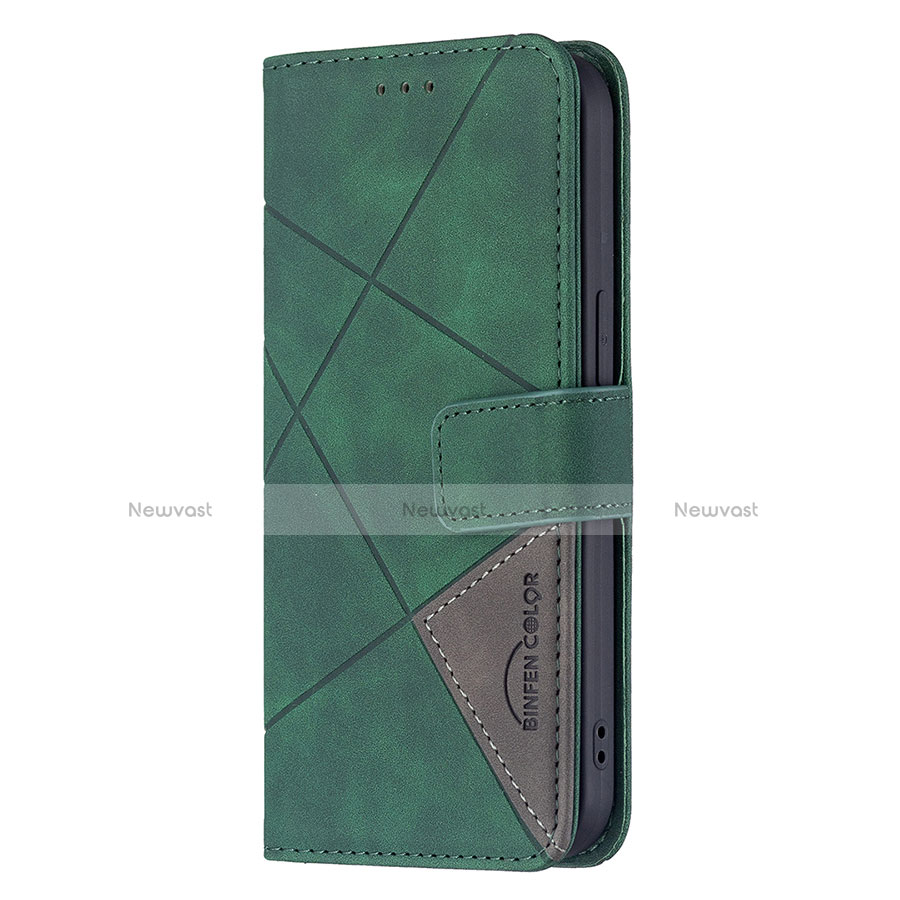 Leather Case Stands Fashionable Pattern Flip Cover L06 Holder for Apple iPhone 13 Green