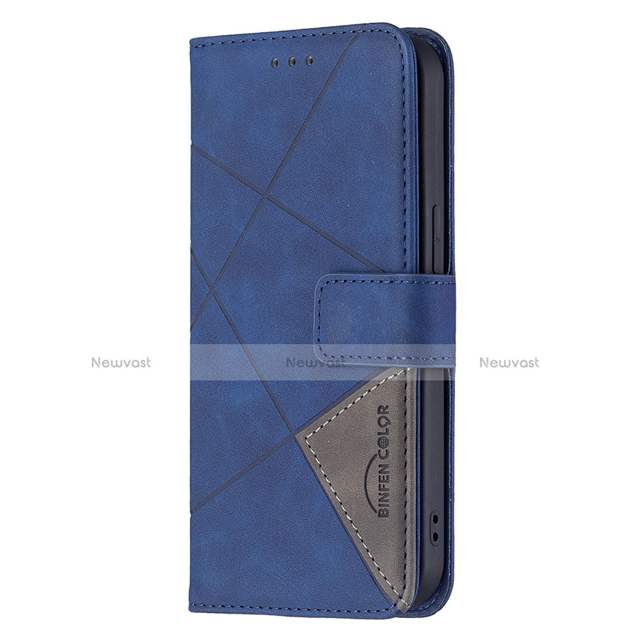 Leather Case Stands Fashionable Pattern Flip Cover L06 Holder for Apple iPhone 13 Mini Blue