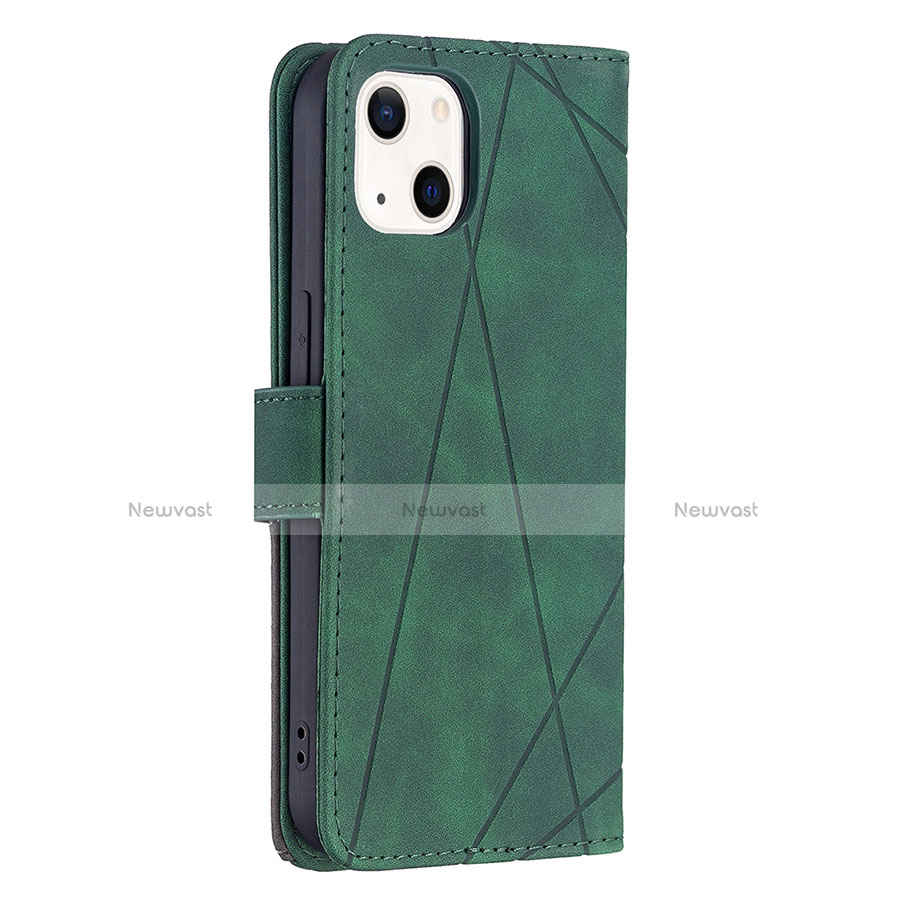 Leather Case Stands Fashionable Pattern Flip Cover L06 Holder for Apple iPhone 14 Plus Green