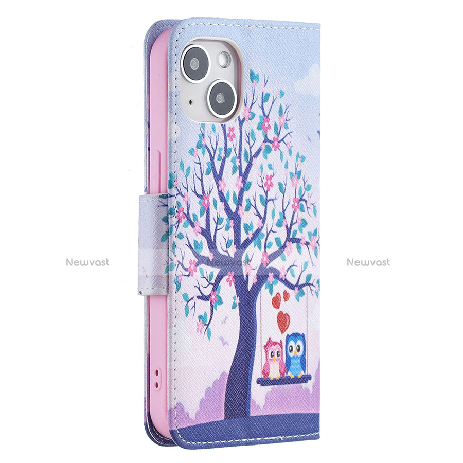 Leather Case Stands Fashionable Pattern Flip Cover L07 Holder for Apple iPhone 14 Plus Mixed