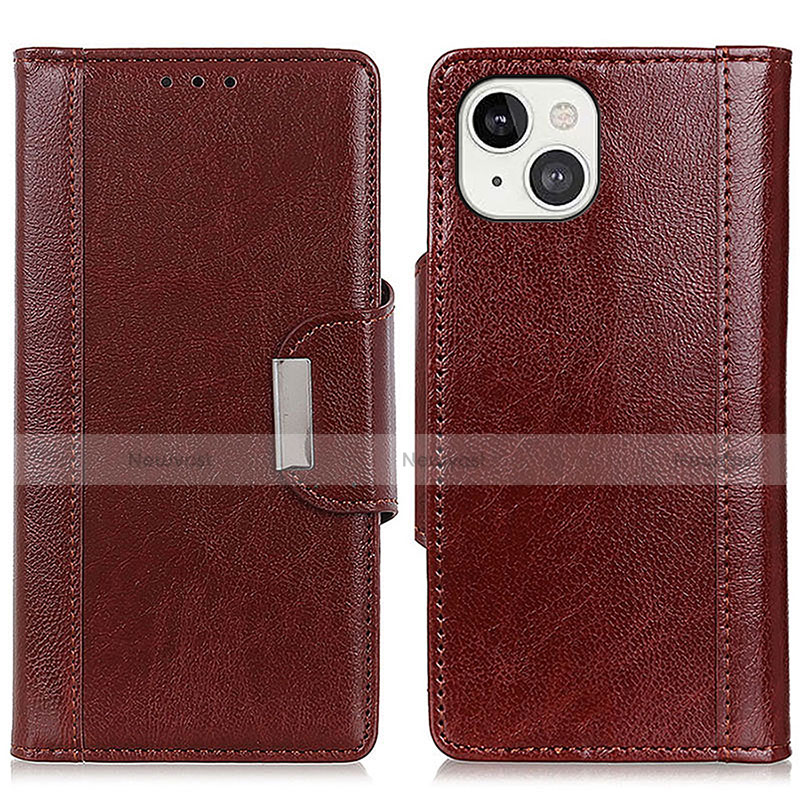 Leather Case Stands Flip Cover A03 Holder for Apple iPhone 14 Red