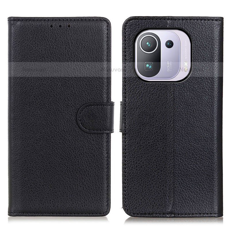 Leather Case Stands Flip Cover A03D Holder for Xiaomi Mi 11 Pro 5G Black