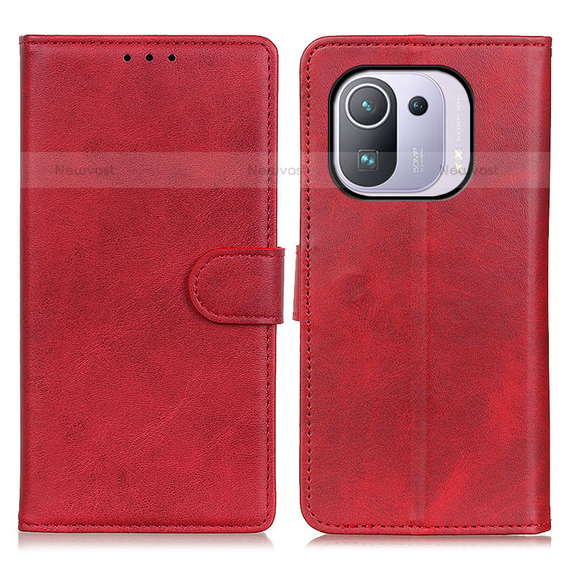 Leather Case Stands Flip Cover A05D Holder for Xiaomi Mi 11 Pro 5G Red