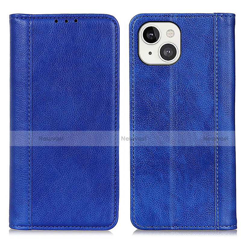 Leather Case Stands Flip Cover A08 Holder for Apple iPhone 13 Blue