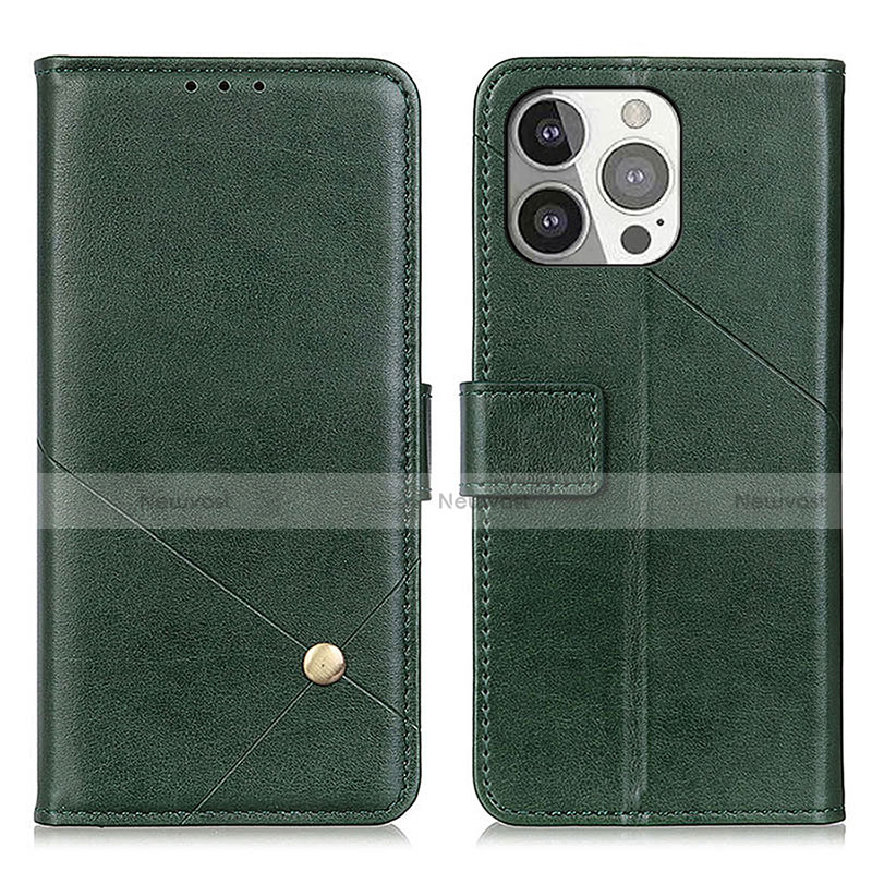 Leather Case Stands Flip Cover A09 Holder for Apple iPhone 13 Pro Max Green