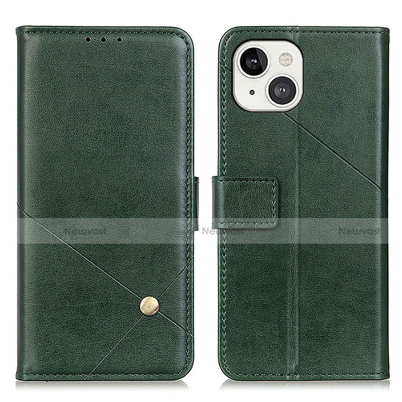 Leather Case Stands Flip Cover A09 Holder for Apple iPhone 14 Plus Green