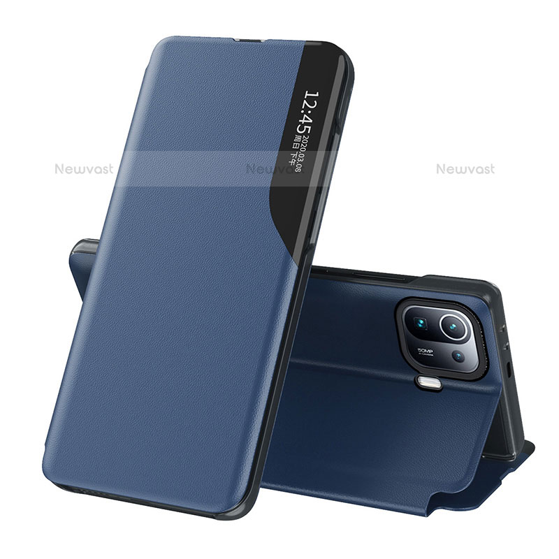 Leather Case Stands Flip Cover A09D Holder for Xiaomi Mi 11 Pro 5G Blue