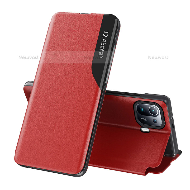 Leather Case Stands Flip Cover A09D Holder for Xiaomi Mi 11 Pro 5G Red