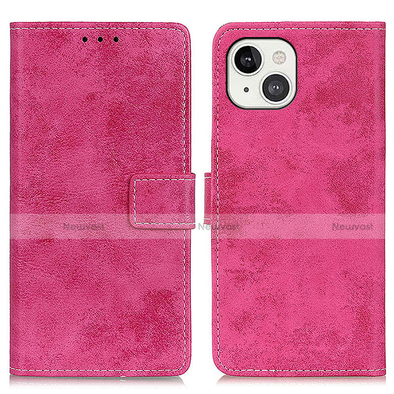 Leather Case Stands Flip Cover A10 Holder for Apple iPhone 13 Hot Pink