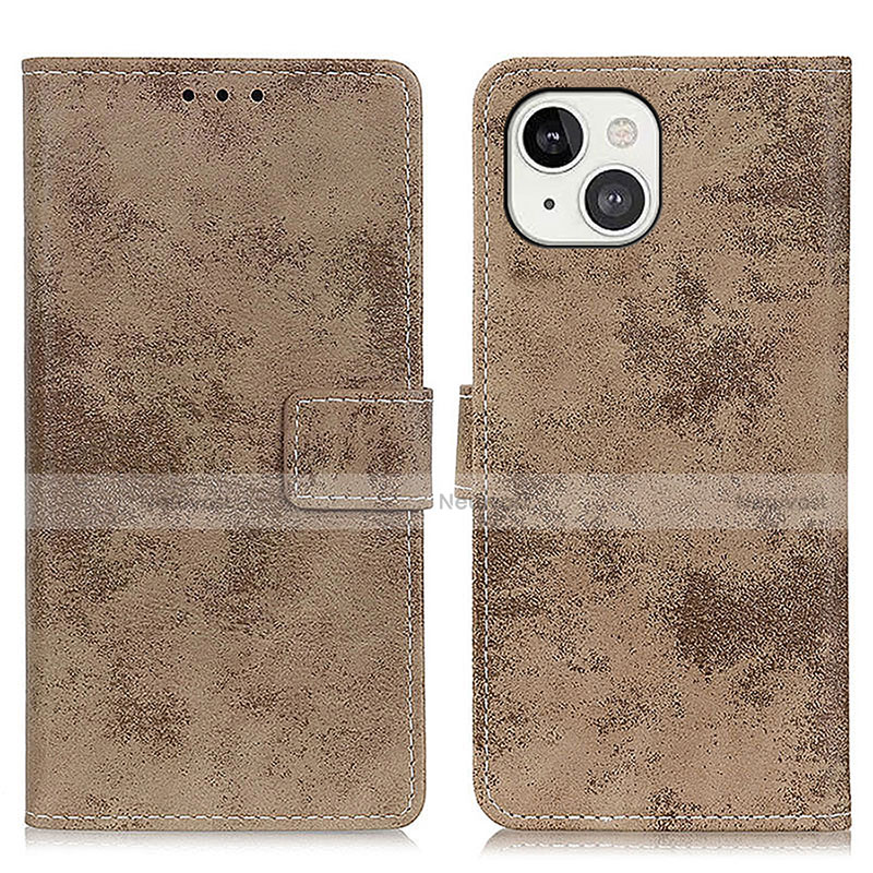Leather Case Stands Flip Cover A10 Holder for Apple iPhone 13 Khaki