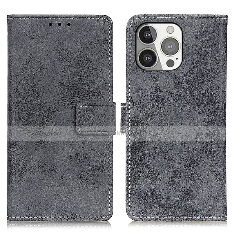 Leather Case Stands Flip Cover A10 Holder for Apple iPhone 13 Pro Max Gray