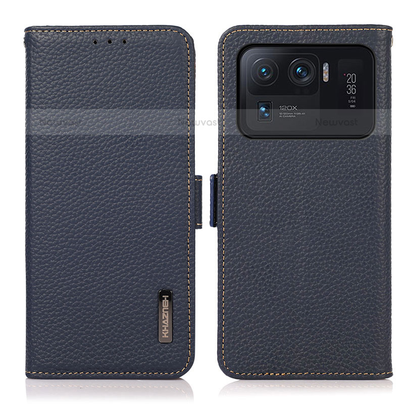 Leather Case Stands Flip Cover B01H Holder for Xiaomi Mi 11 Ultra 5G Blue