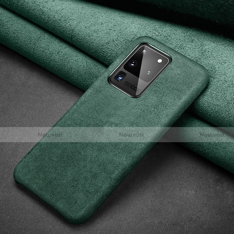 Leather Case Stands Flip Cover C02 Holder for Samsung Galaxy S20 Ultra 5G Green