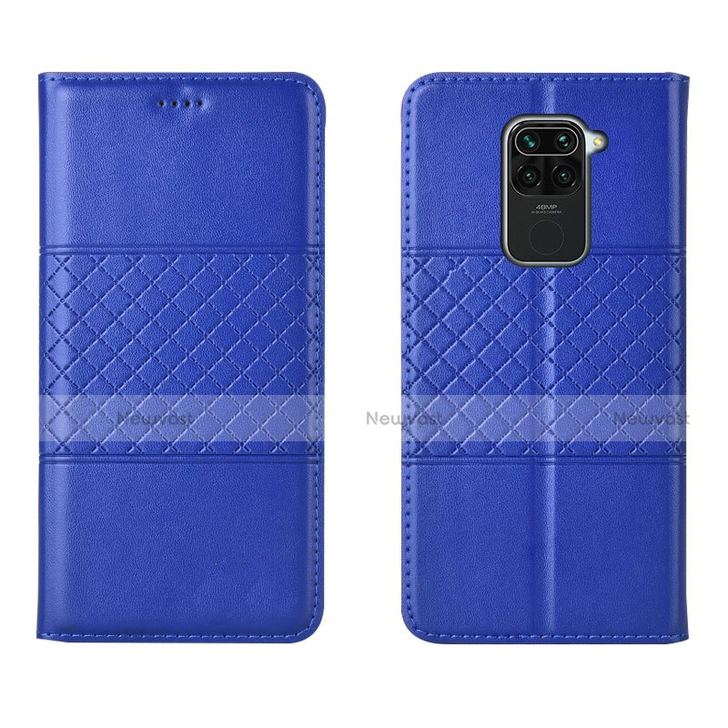 Leather Case Stands Flip Cover C03 Holder for Xiaomi Redmi Note 9 Blue