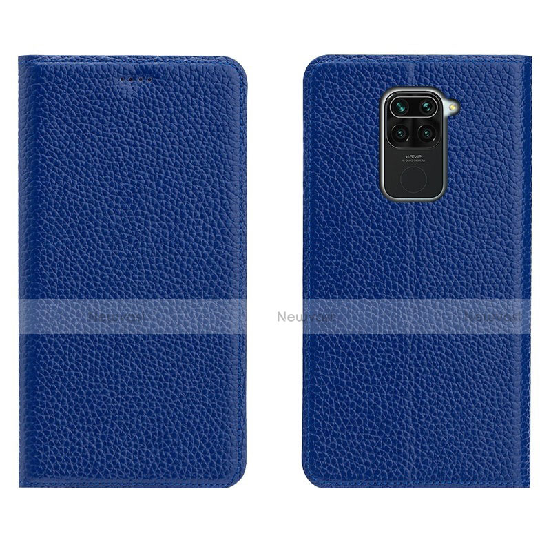 Leather Case Stands Flip Cover C04 Holder for Xiaomi Redmi Note 9 Blue