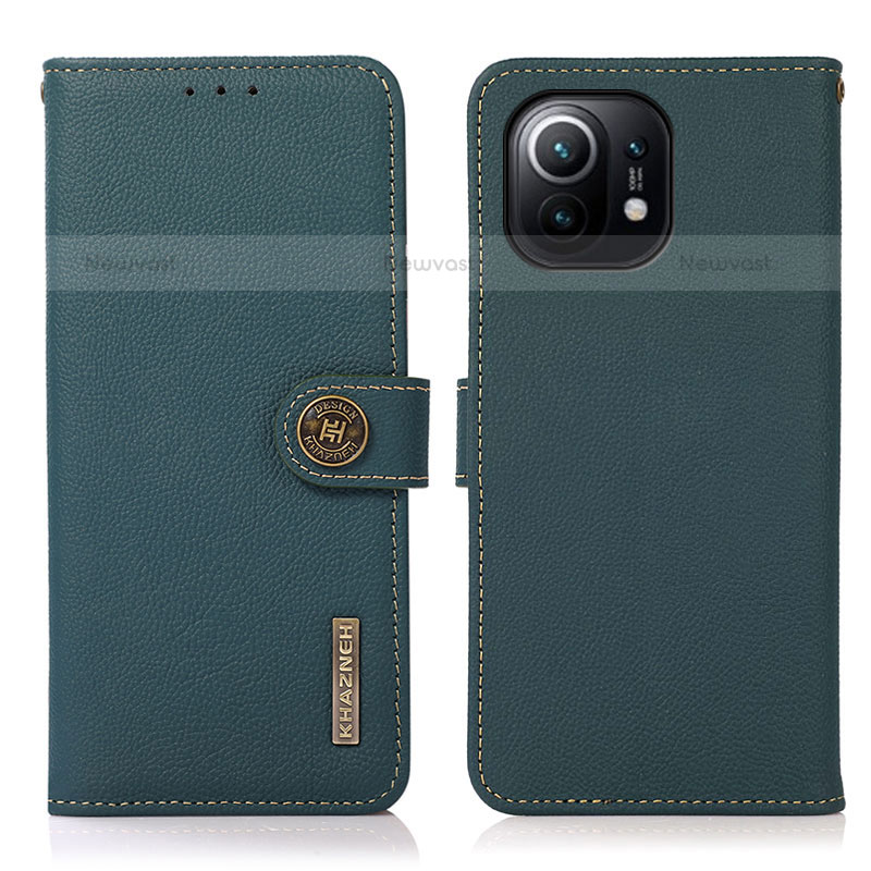 Leather Case Stands Flip Cover C07 Holder for Xiaomi Mi 11 5G Green