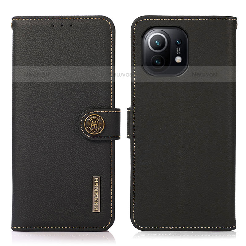 Leather Case Stands Flip Cover C07 Holder for Xiaomi Mi 11 Lite 5G Black