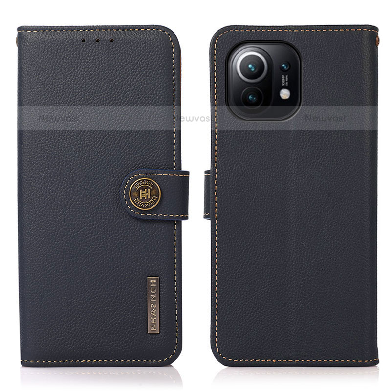 Leather Case Stands Flip Cover C07 Holder for Xiaomi Mi 11 Lite 5G Blue