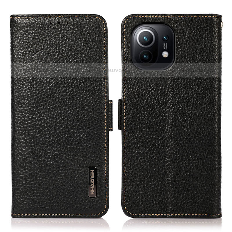 Leather Case Stands Flip Cover C08 Holder for Xiaomi Mi 11 Lite 4G Black