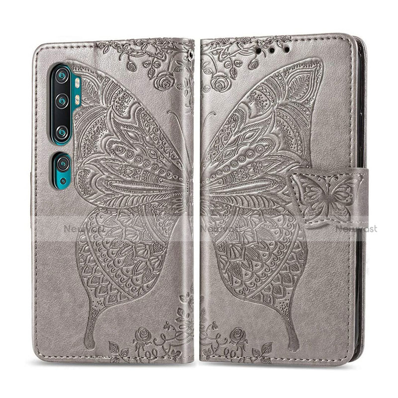 Leather Case Stands Flip Cover D02 Holder for Xiaomi Mi Note 10 Gray