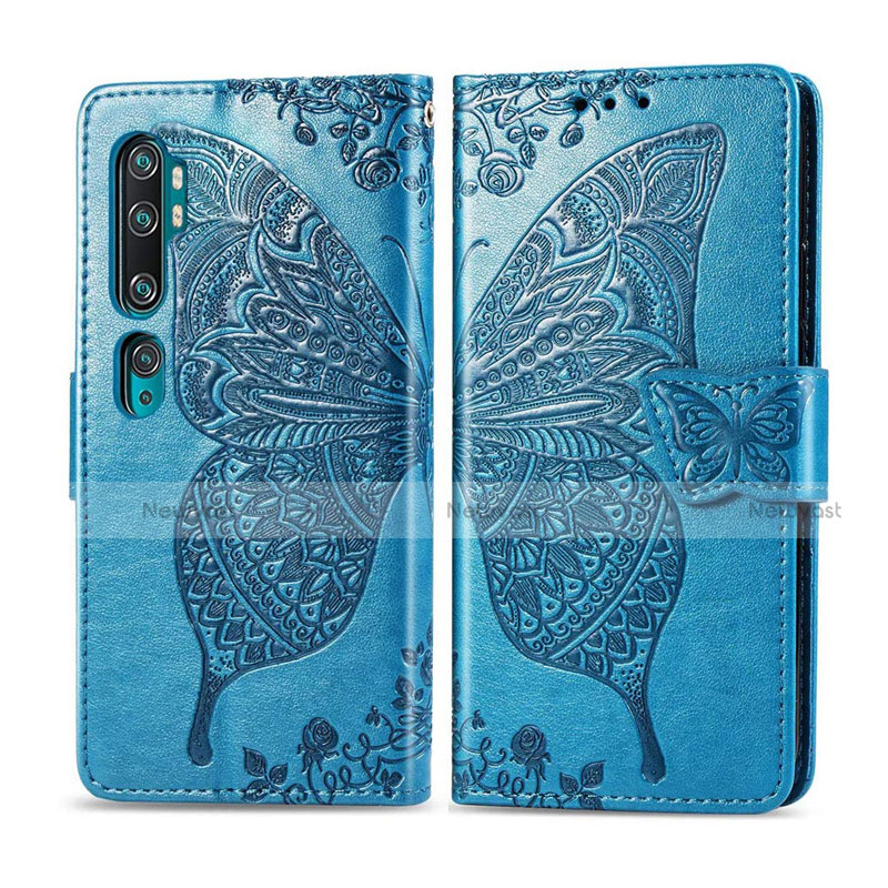 Leather Case Stands Flip Cover D02 Holder for Xiaomi Mi Note 10 Sky Blue