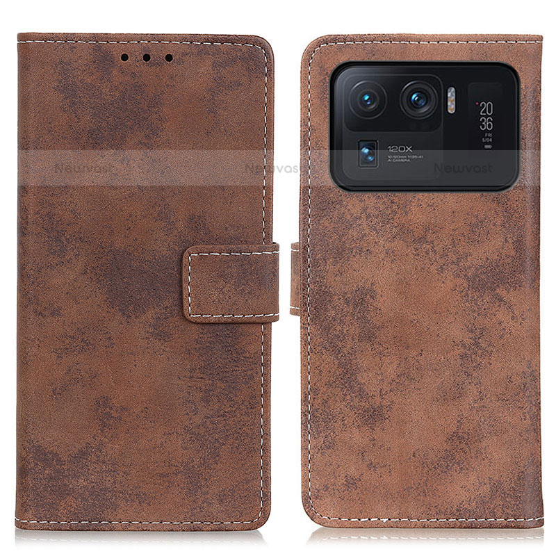 Leather Case Stands Flip Cover D05Y Holder for Xiaomi Mi 11 Ultra 5G Brown