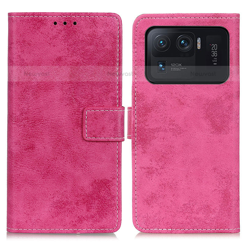 Leather Case Stands Flip Cover D05Y Holder for Xiaomi Mi 11 Ultra 5G Hot Pink