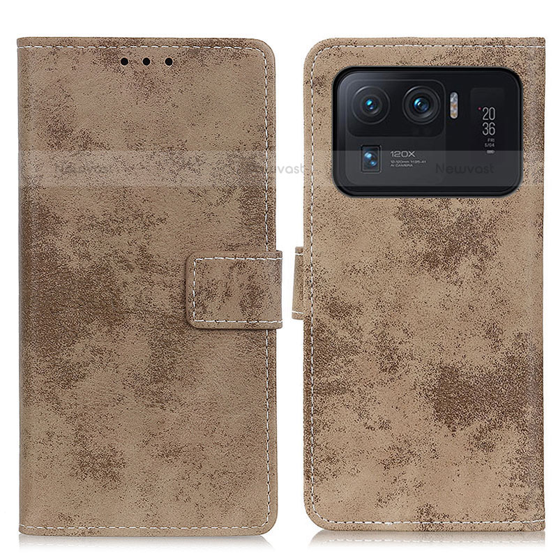 Leather Case Stands Flip Cover D05Y Holder for Xiaomi Mi 11 Ultra 5G Khaki