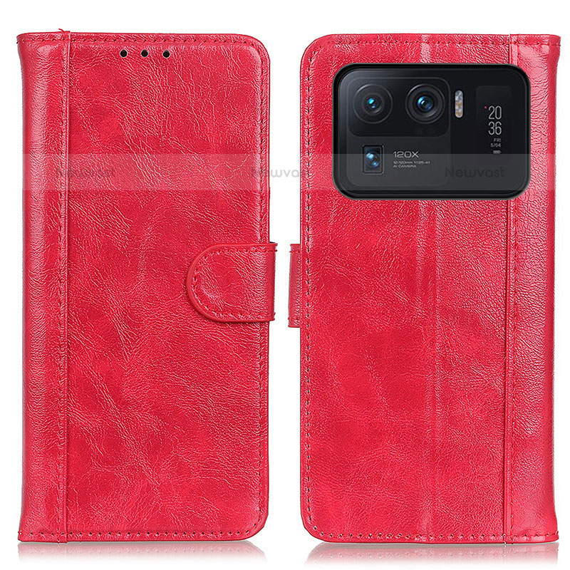 Leather Case Stands Flip Cover D07Y Holder for Xiaomi Mi 11 Ultra 5G Red