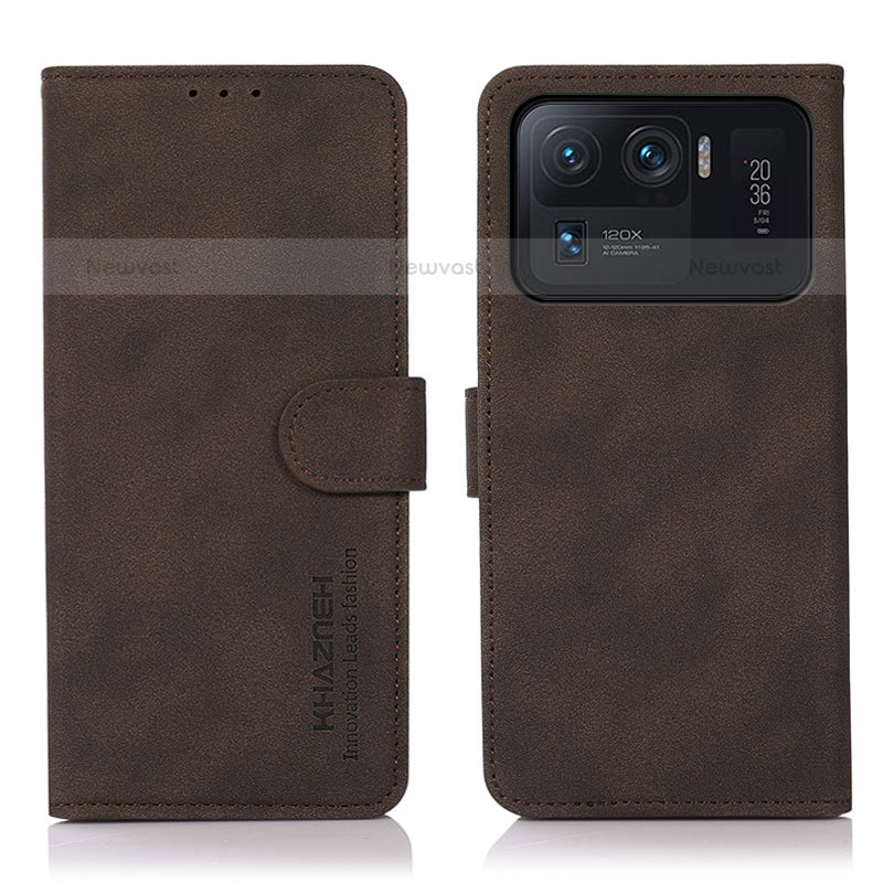 Leather Case Stands Flip Cover D08Y Holder for Xiaomi Mi 11 Ultra 5G Brown