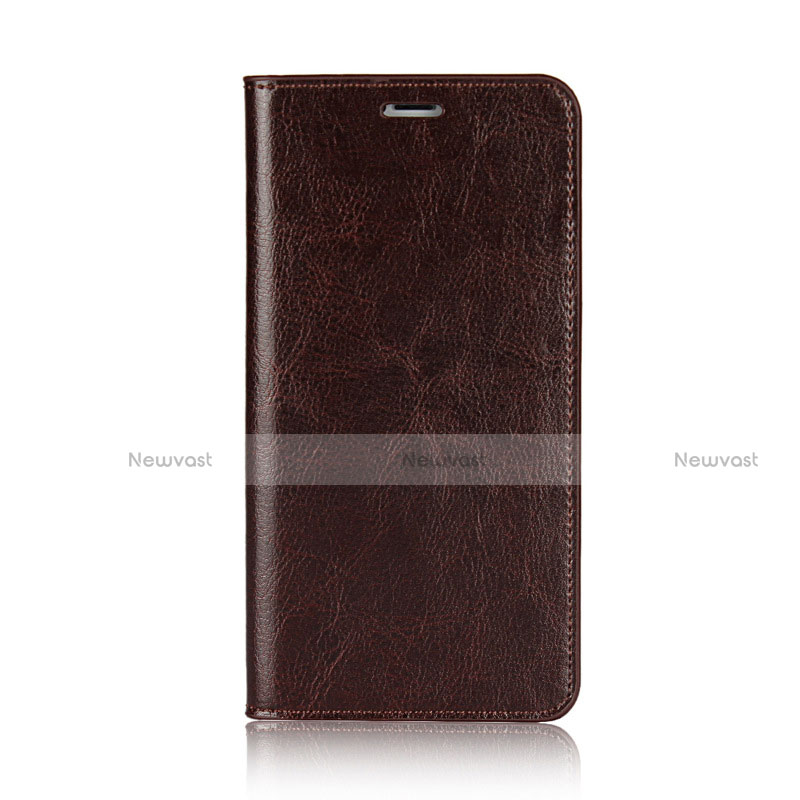 Leather Case Stands Flip Cover F01 for Apple iPhone X Brown