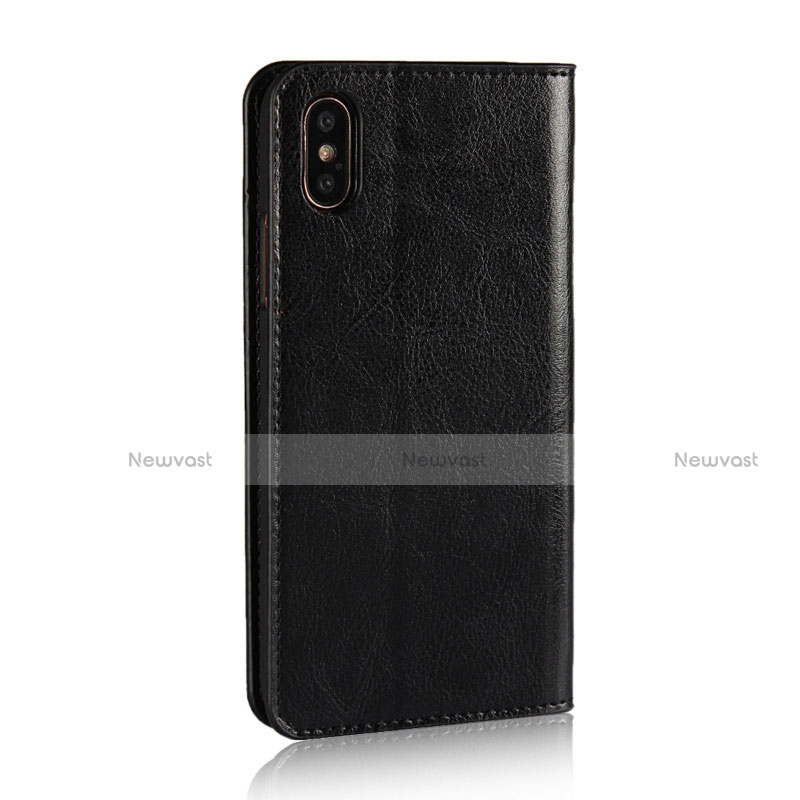 Leather Case Stands Flip Cover F01 for Apple iPhone Xs Max Black