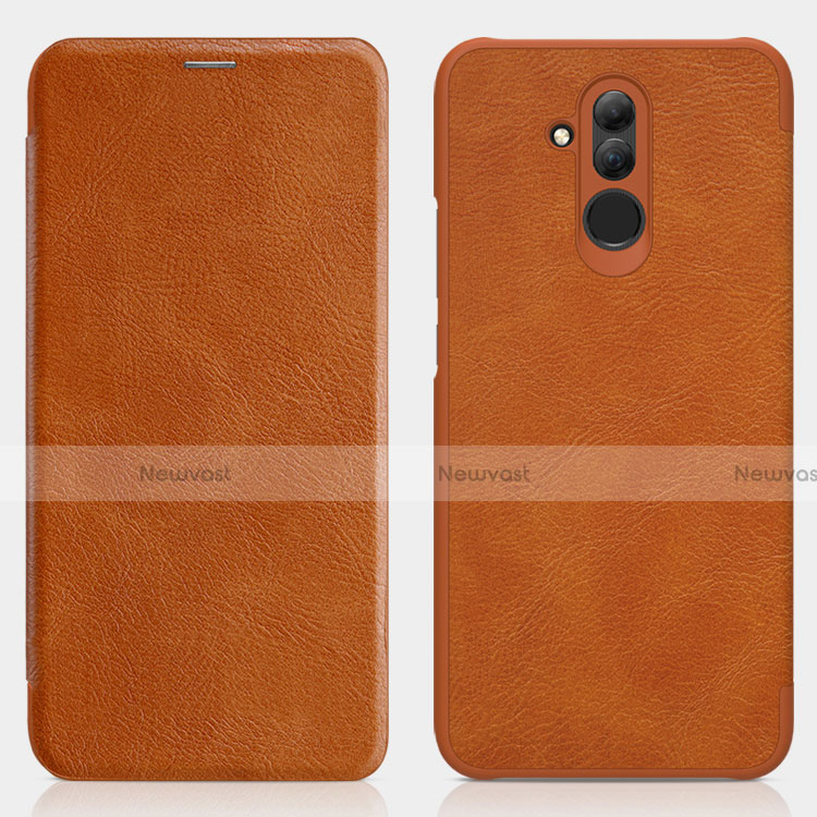 Leather Case Stands Flip Cover F01 for Huawei Mate 20 Lite Brown