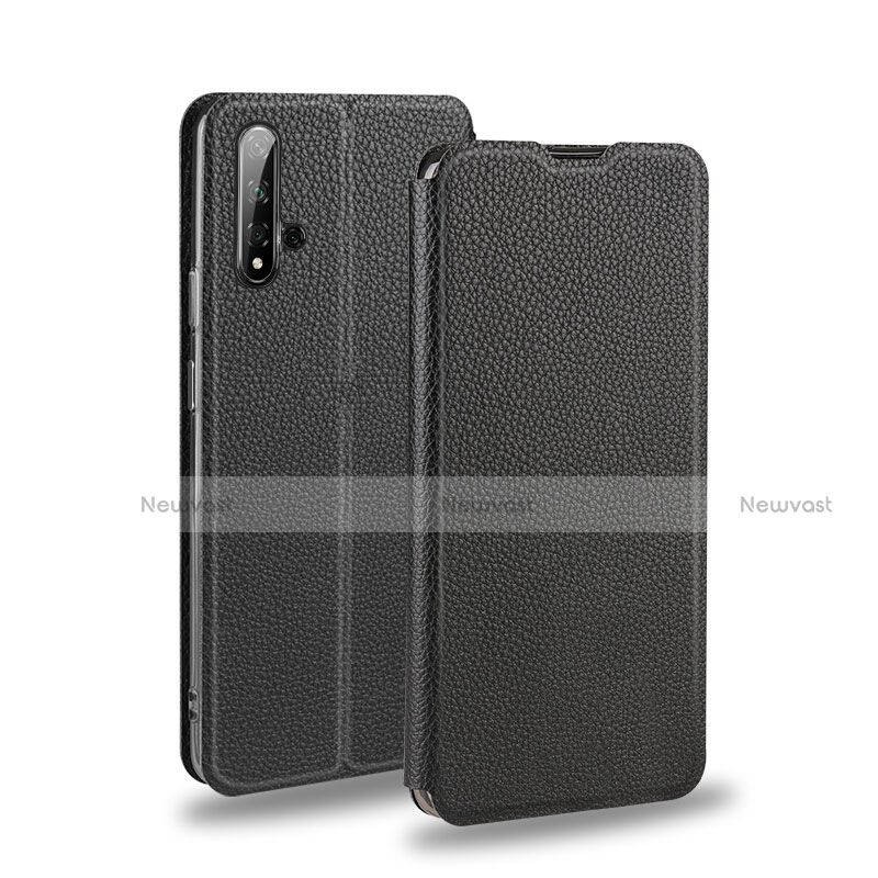 Leather Case Stands Flip Cover F01 for Huawei Nova 5T Black