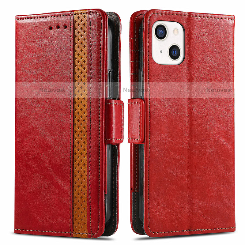 Leather Case Stands Flip Cover F03 Holder for Apple iPhone 13 Red