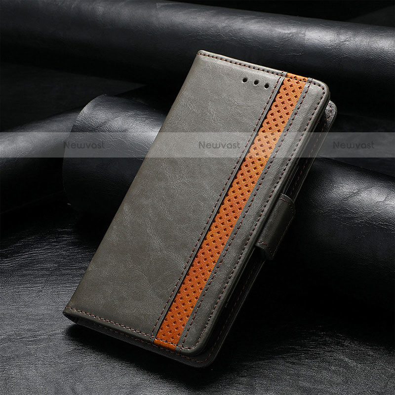 Leather Case Stands Flip Cover F04 Holder for Apple iPhone 13 Gray