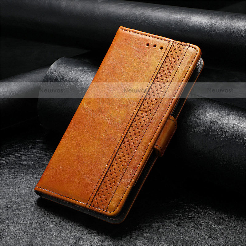 Leather Case Stands Flip Cover F04 Holder for Apple iPhone 13 Mini Light Brown