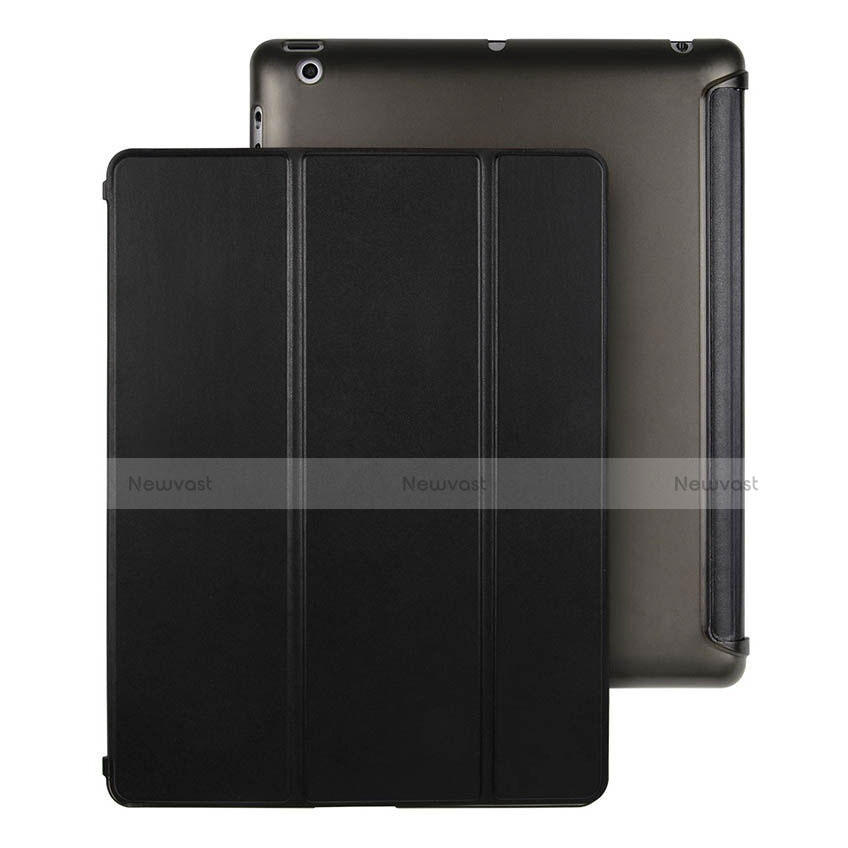 Leather Case Stands Flip Cover for Apple iPad 2 Black