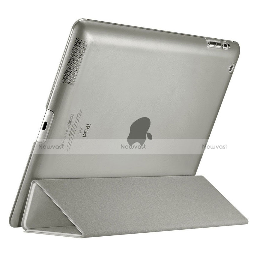 Leather Case Stands Flip Cover for Apple iPad 2 Gray