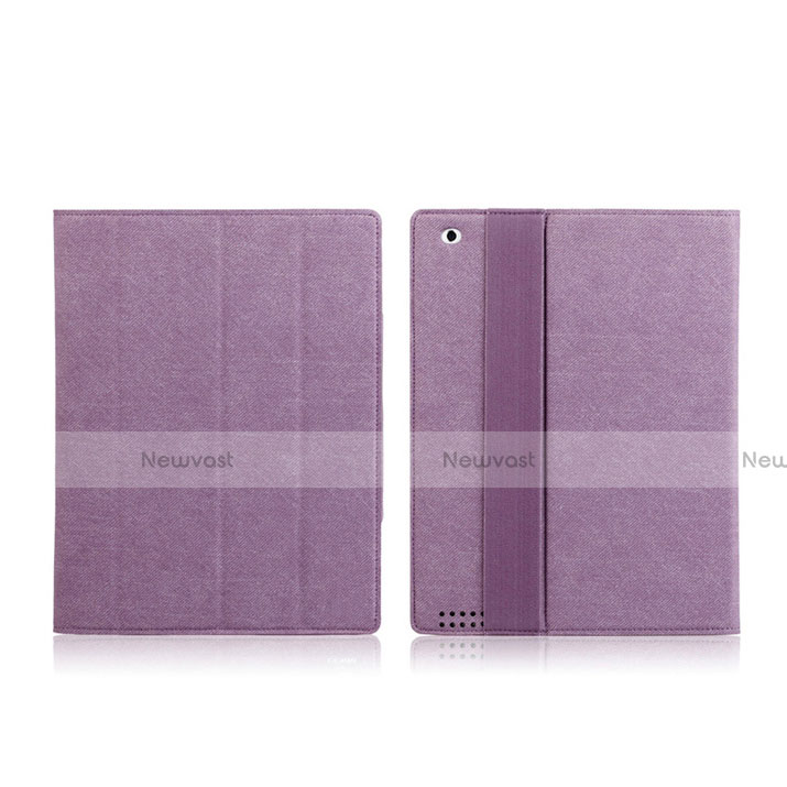 Leather Case Stands Flip Cover for Apple iPad 2 Purple