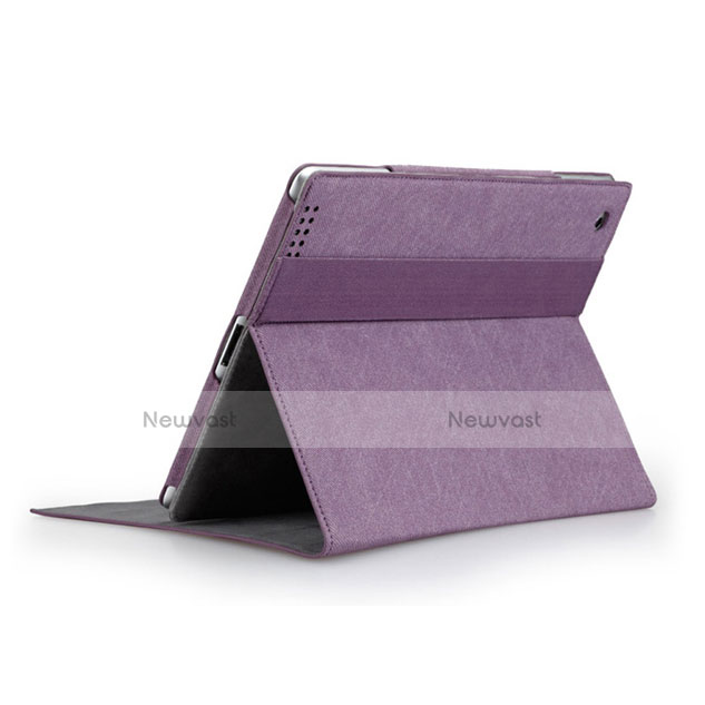 Leather Case Stands Flip Cover for Apple iPad 2 Purple