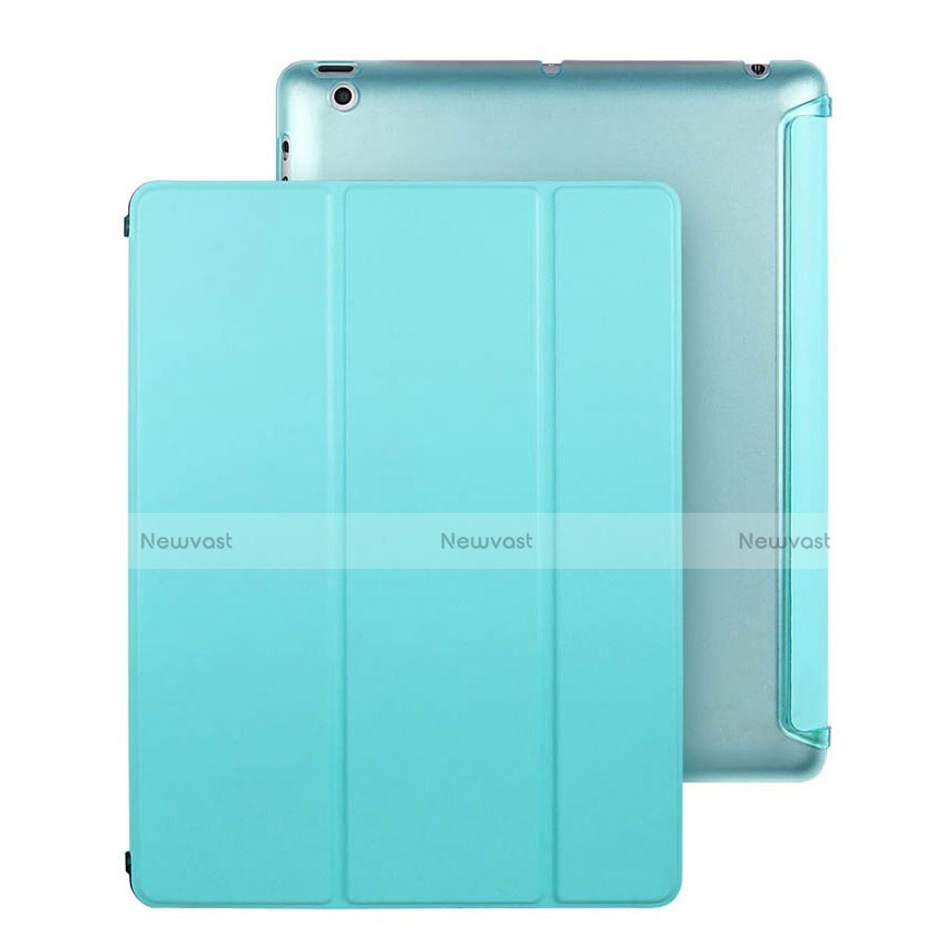 Leather Case Stands Flip Cover for Apple iPad 2 Sky Blue