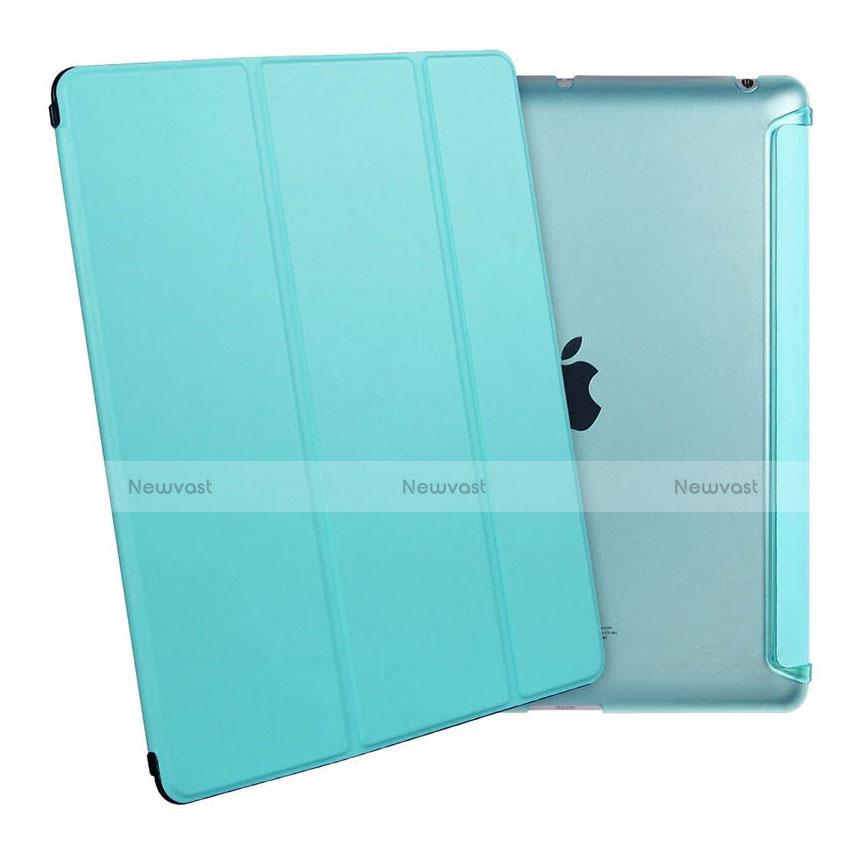 Leather Case Stands Flip Cover for Apple iPad 2 Sky Blue
