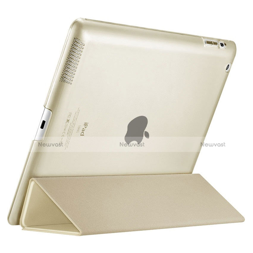 Leather Case Stands Flip Cover for Apple iPad 3 Gold