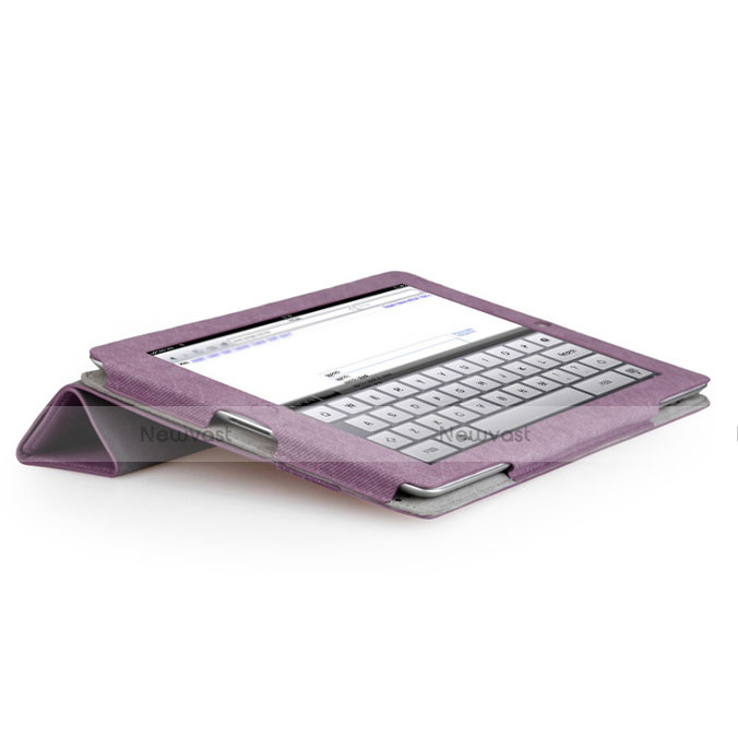 Leather Case Stands Flip Cover for Apple iPad 3 Purple