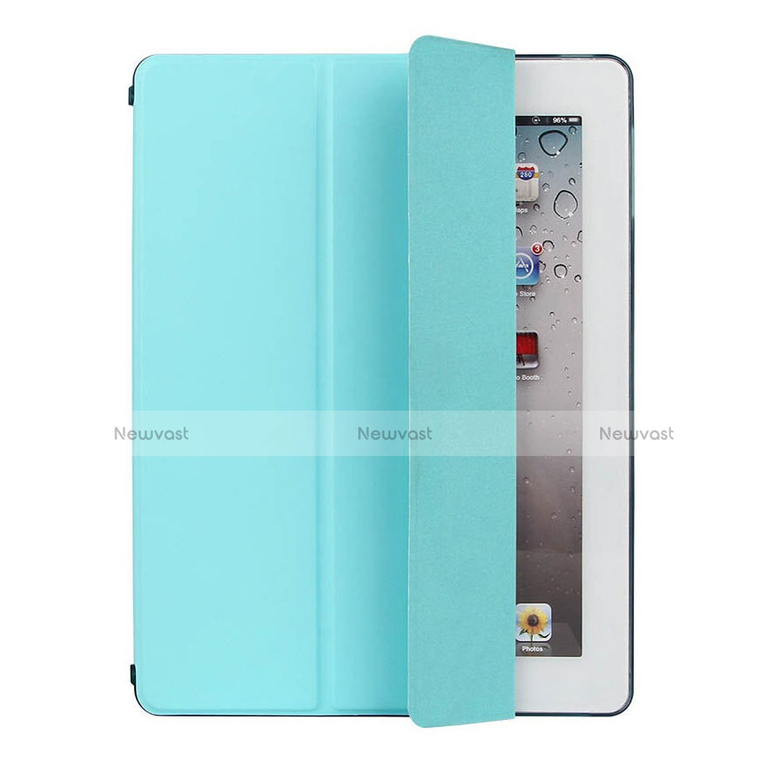 Leather Case Stands Flip Cover for Apple iPad 3 Sky Blue