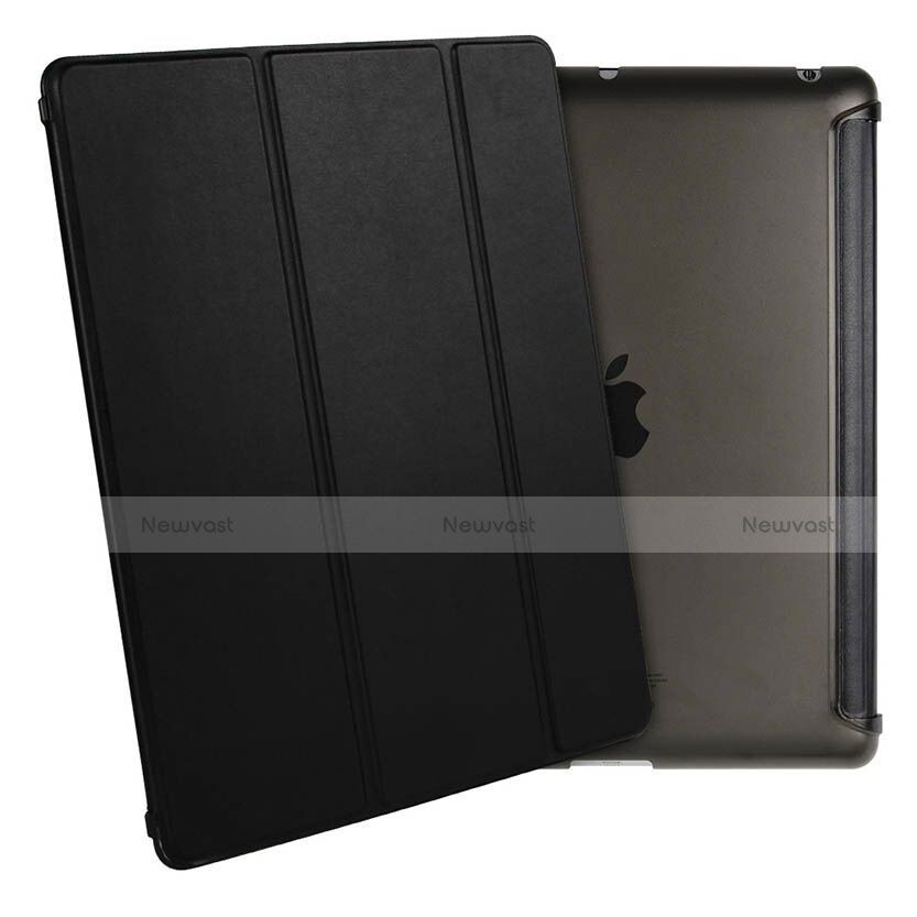 Leather Case Stands Flip Cover for Apple iPad 4 Black