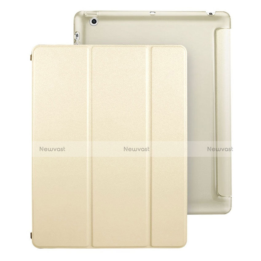 Leather Case Stands Flip Cover for Apple iPad 4 Gold