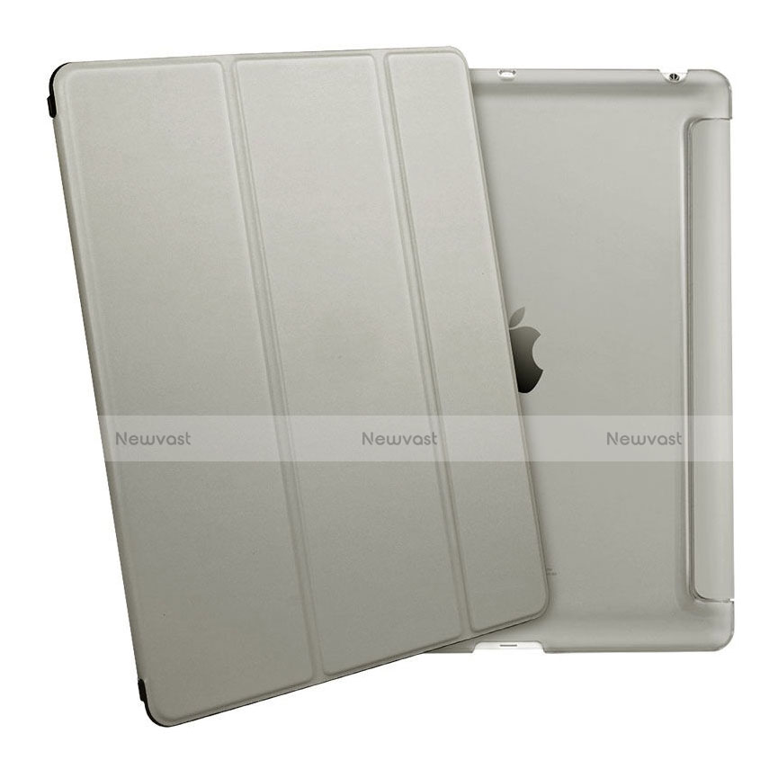 Leather Case Stands Flip Cover for Apple iPad 4 Gray